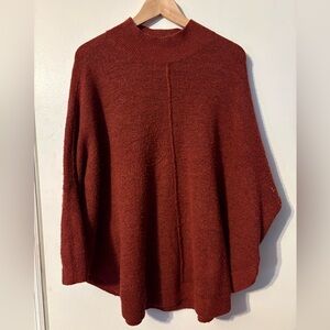 LOFT Rust Poncho Sweater